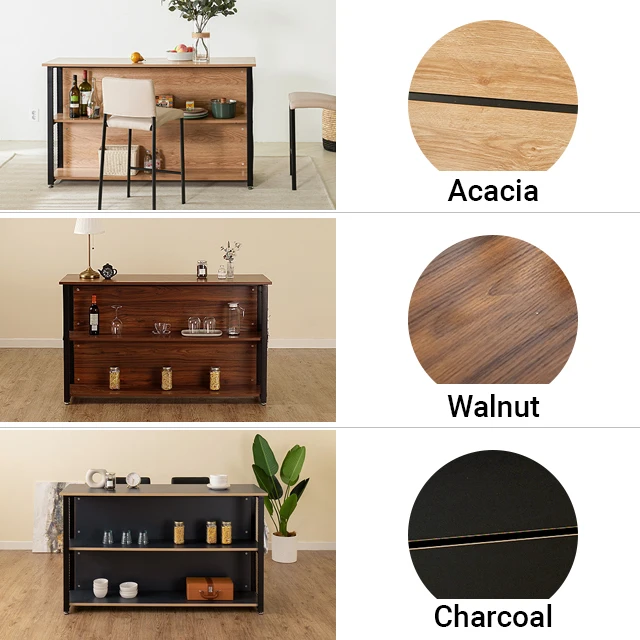 Bar Coffee Cafe Counter Tables furniture Korean Best selling Modern Wooden Iron Base Flat Pack Tall Kitchen Open Storage Table