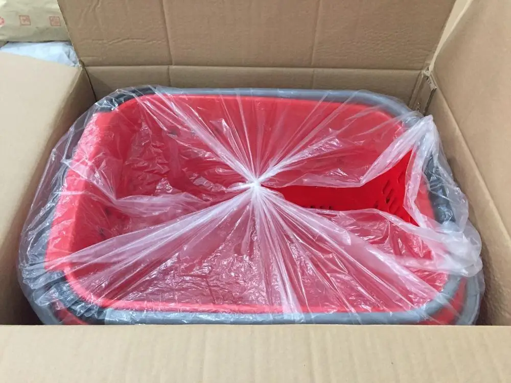 MOQ 50L Supermarket rolling basket with 4 wheels, shopping basket, plastic basket