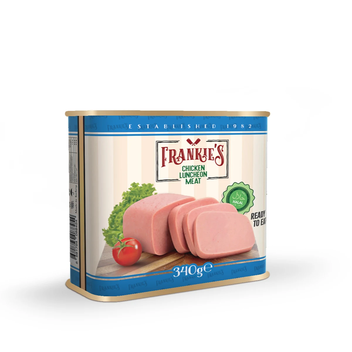 
340 gr Frankies Chicken Luncheon Meat Easy Open Tin Can Premium Quality Affordable Price 