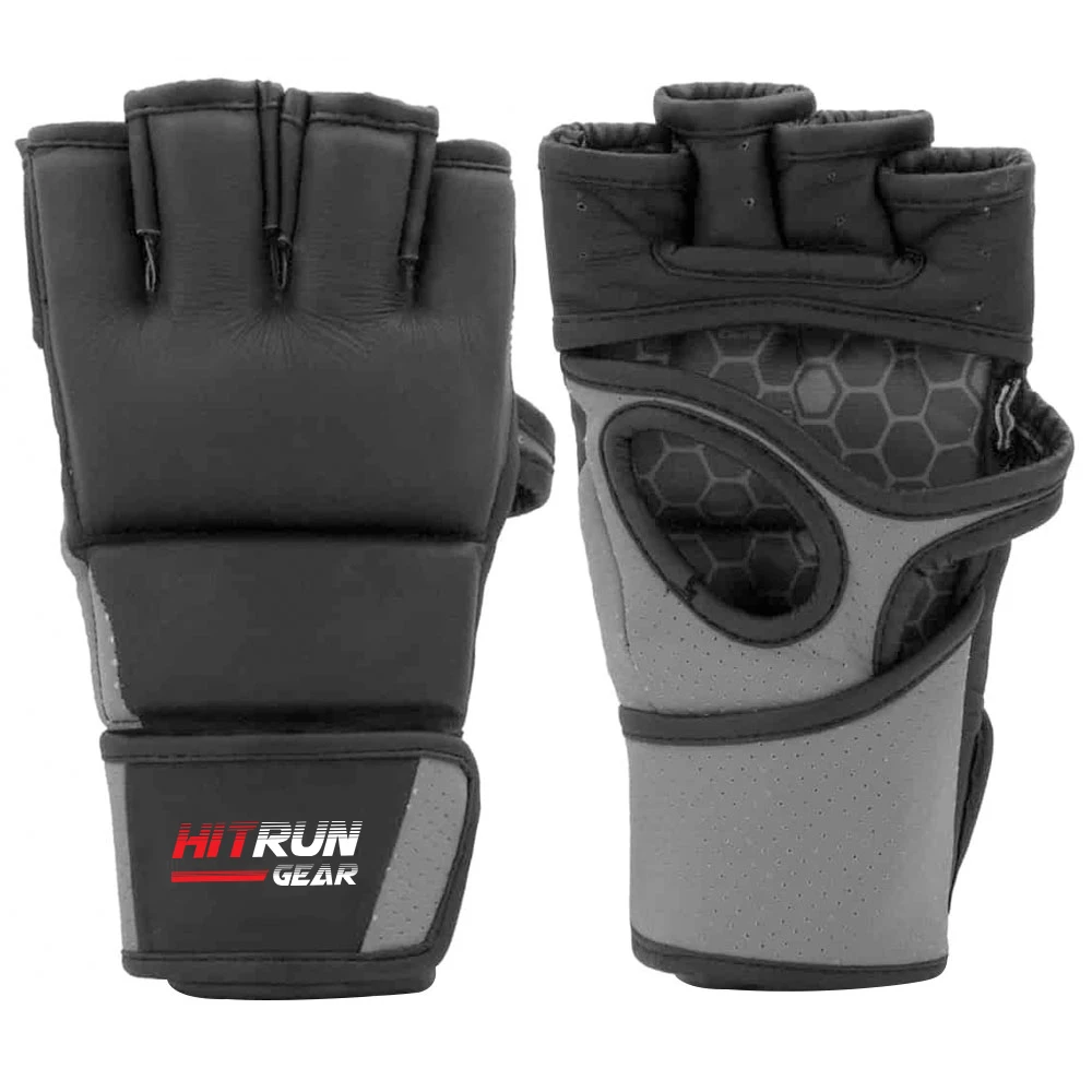 Leather Gel Tech MMA Grappling Sparing Training Gloves Pro Punching Bag
