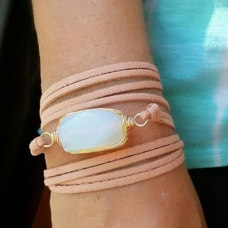 
 Сентябрь, агат, друза, плетеный кожаный браслет для женщин, многоцветный с ближе Омар  