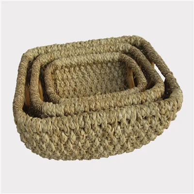 High Quality round Shape Rattan and Bamboo Wicker Basket with Handle for Food Kitchen Use and Gift Handicrafts