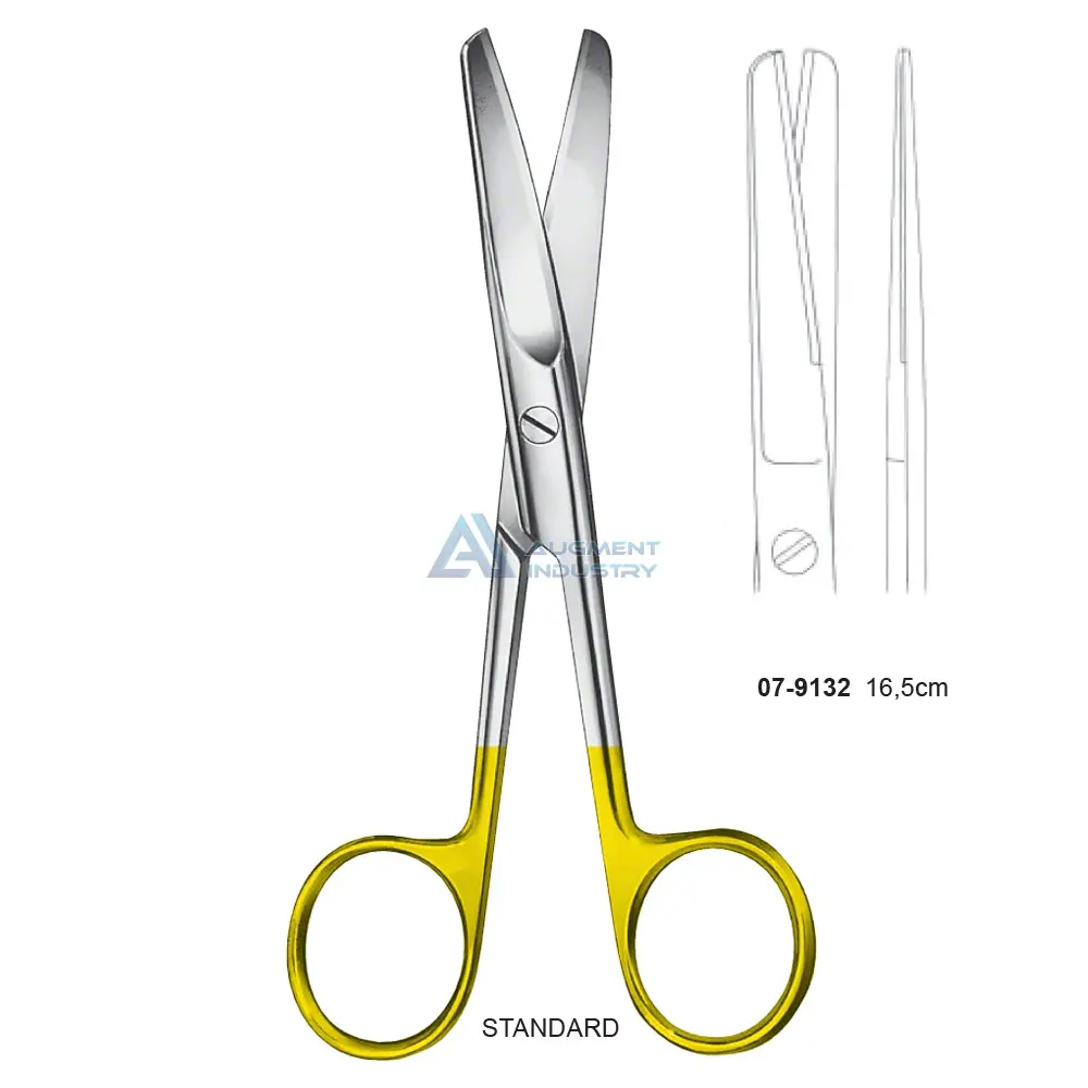 Прямые хирургические ножницы TC 165 мм (6 1/2 дюйма) Blunt/Blunt | Ножницы с вставками из карбида вольфрама Золотые