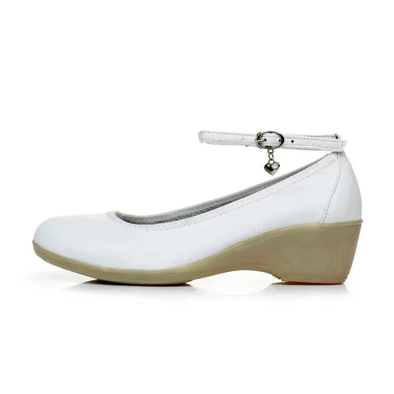 Cow Leather Women White Anti-Slip Hospital Nurse Shoes