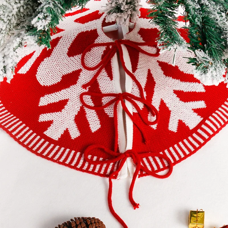Christmas Ornaments Gray Knitted Christmas Tree Skirt Snowflake Sky 60cm Gray Christmas Tree Skirt