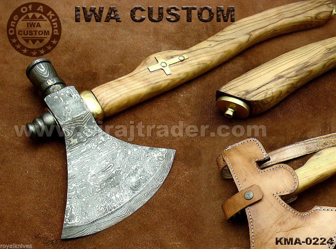 Custom Handmade Damascus Steel Axe With Handle Material Wood