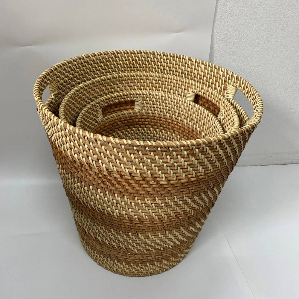 Rattan Wicker Storage Basket made in Vietnam - Home Livingroom Toys Laundry Stationary Flower Pot Decorative - OEM, ODM