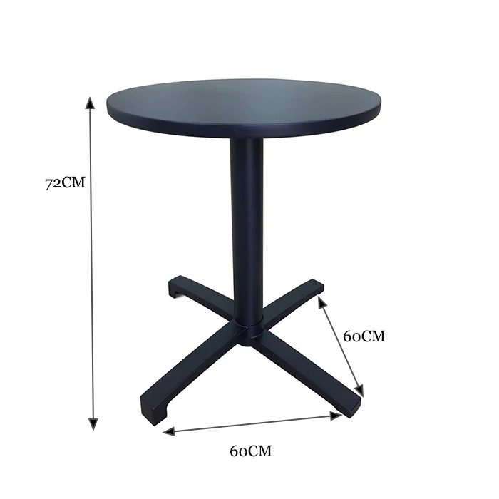 Outdoor Metal Tables Aluminum Black Small Round Table For Coffee Restaurant