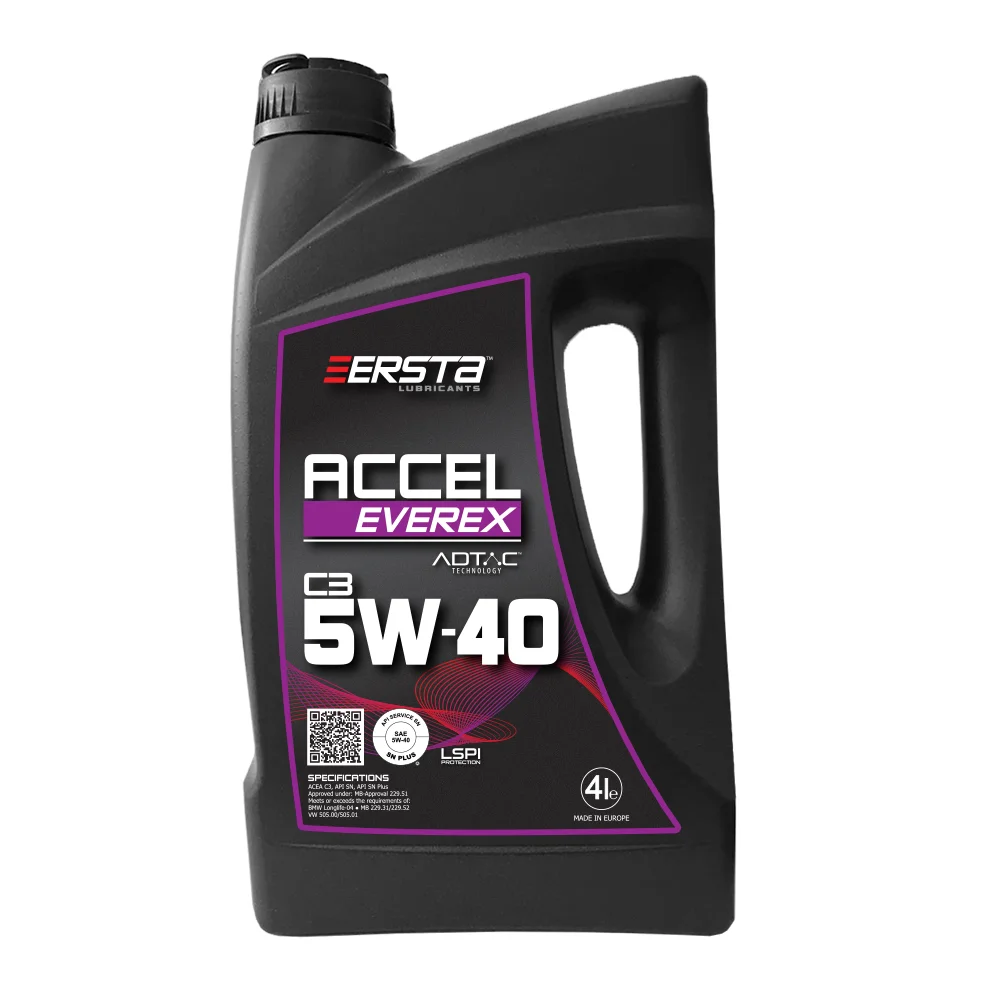 LSPI Protection Fully Synthetic Base Oil PCMO- ACCEL EVEREX C3 5W40 Passenger Car Motor Oil 20 Litres Jerry Can Packaging Bottle
