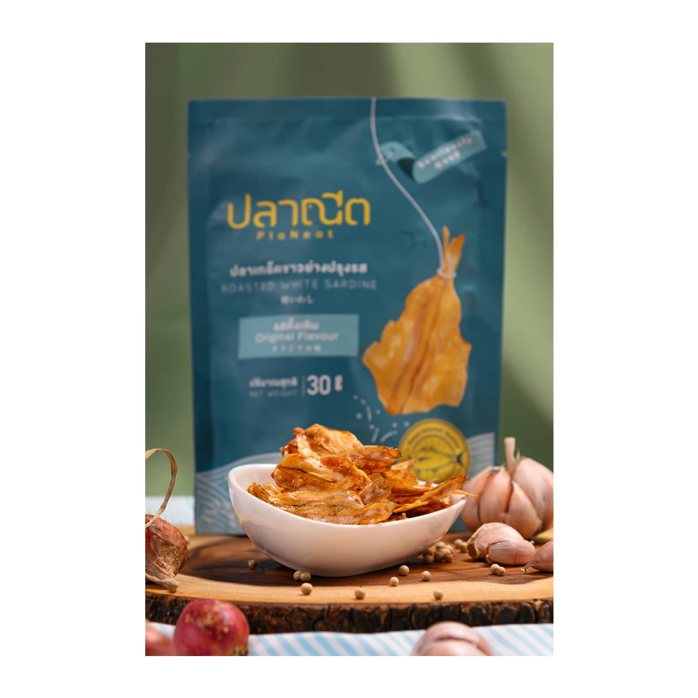 High Quality Asian Fish Snacks Roasted Seasoned White Sardine Original Flavour-Seafood Snack with Semi-Soft Texture