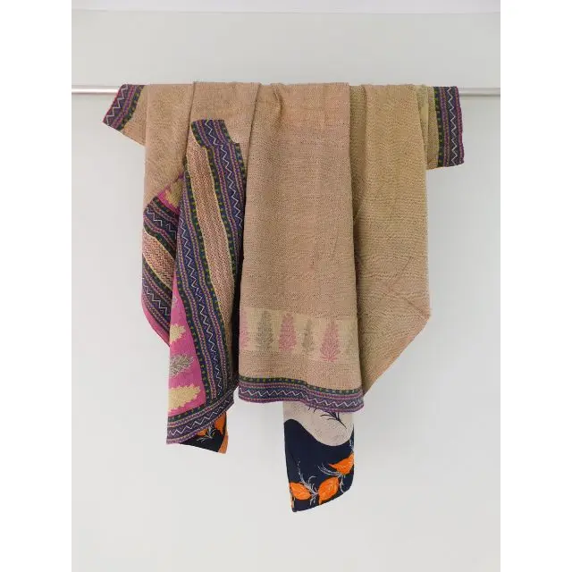 Vintage kantha quilt handmade throw woven bedspreads patchwork bedding assorted patch quilt reversible cotton fabric blanket