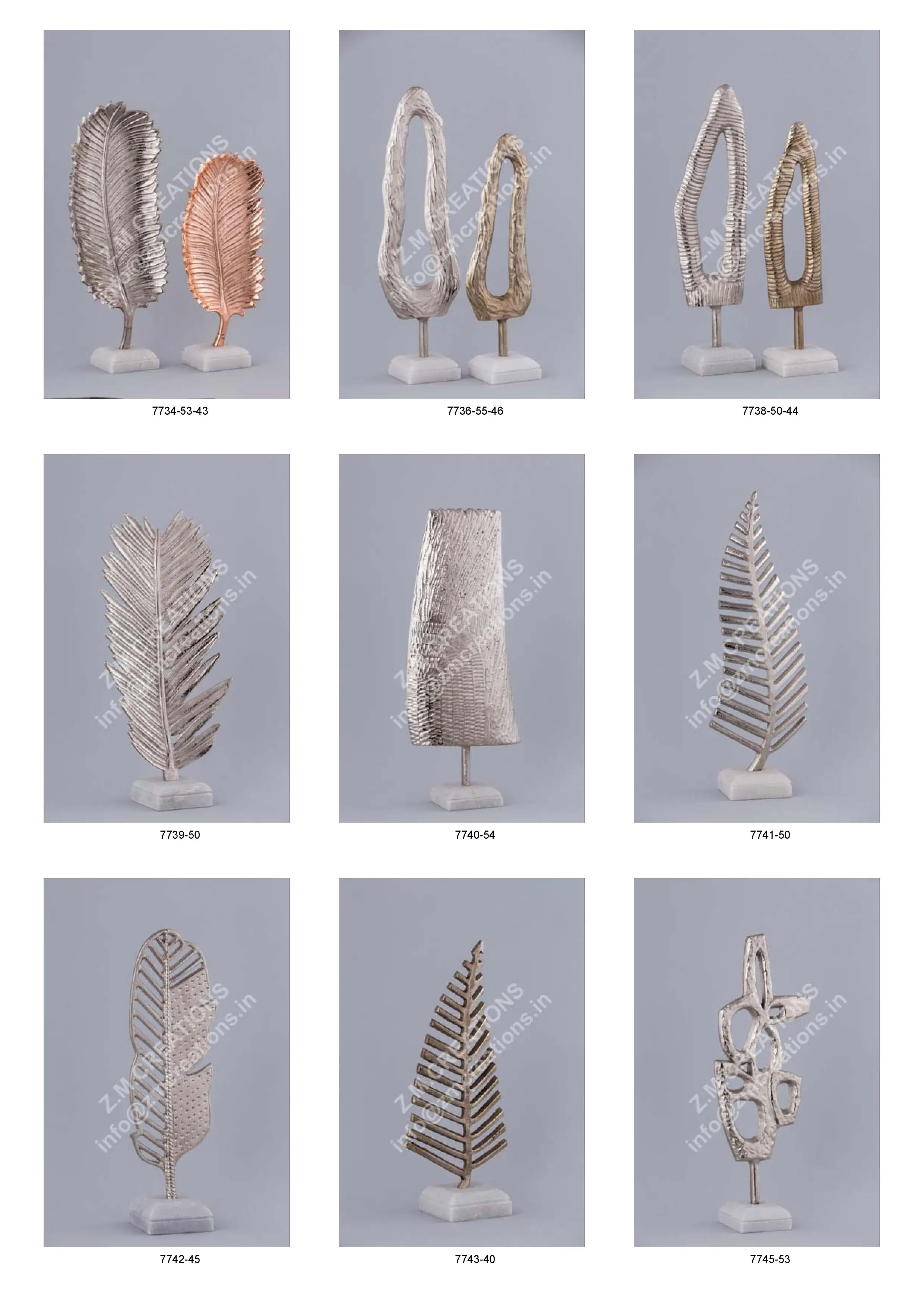 Aluminum Sculpture Leaf Handicraft Top Trending Home Office Desk Showpiece Marble Base PC Outdoor Use Hot Product Box Packaging