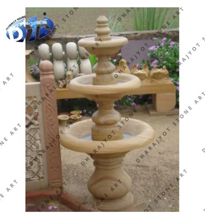 3 Tier Beige Sandstone Fountains For Outdoor Beautiful And Attractive For Sale cheap and reasonable water spring