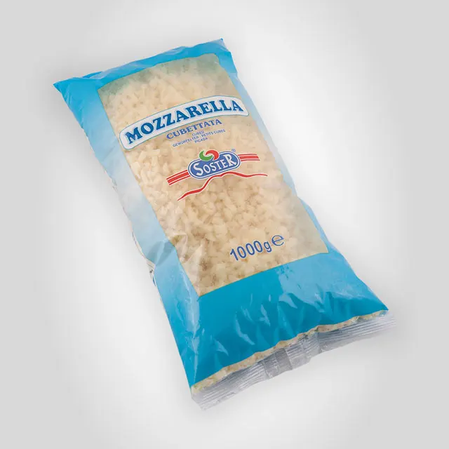 Mozzarella Fiordilatte 1.000 gr. - Cubes julienne vegetarian mozzarella -  Italian vegetarian cheese -  Italian soft cheese