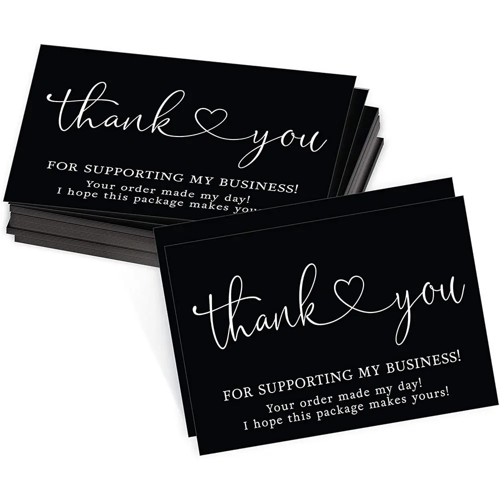 Custom Printing Black Matte Gift Greeting Paper Card For Holidays Thank You Cards And Stickers