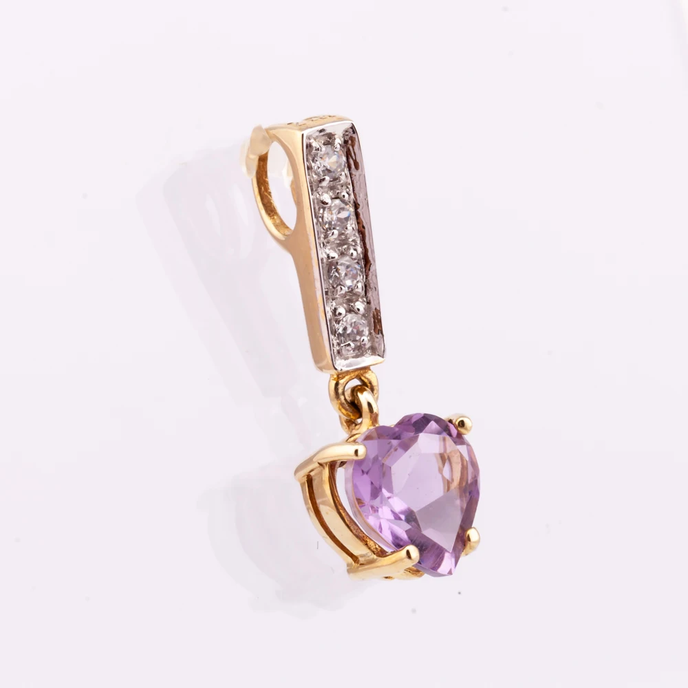 Amethyst and diamond heart pendant silver 925 14K gold plated high quality factory price  from Thailand Manufacturer
