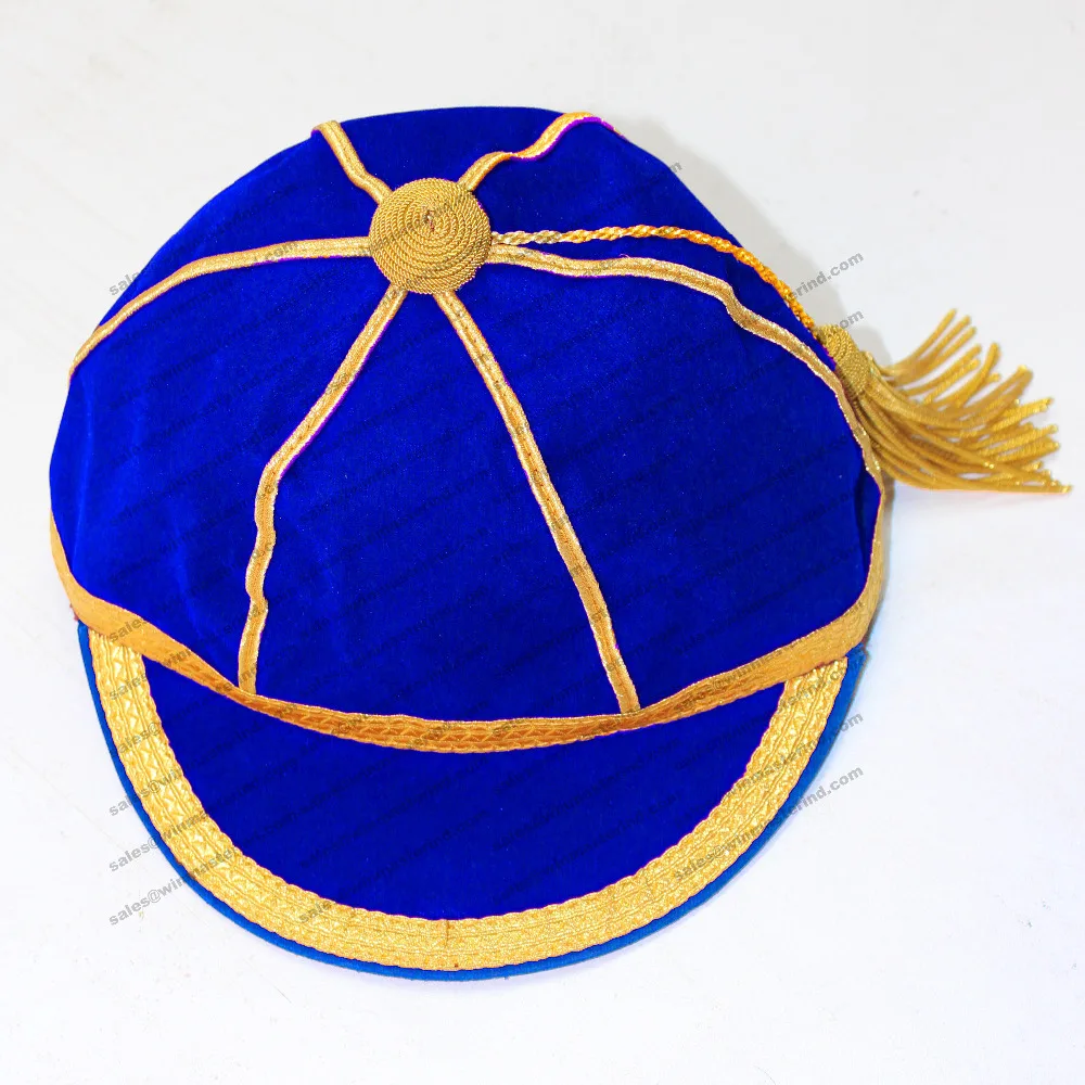 Custom Baggy Cricket -Caps, honours -caps Yellow & black with Silver braid and tassel