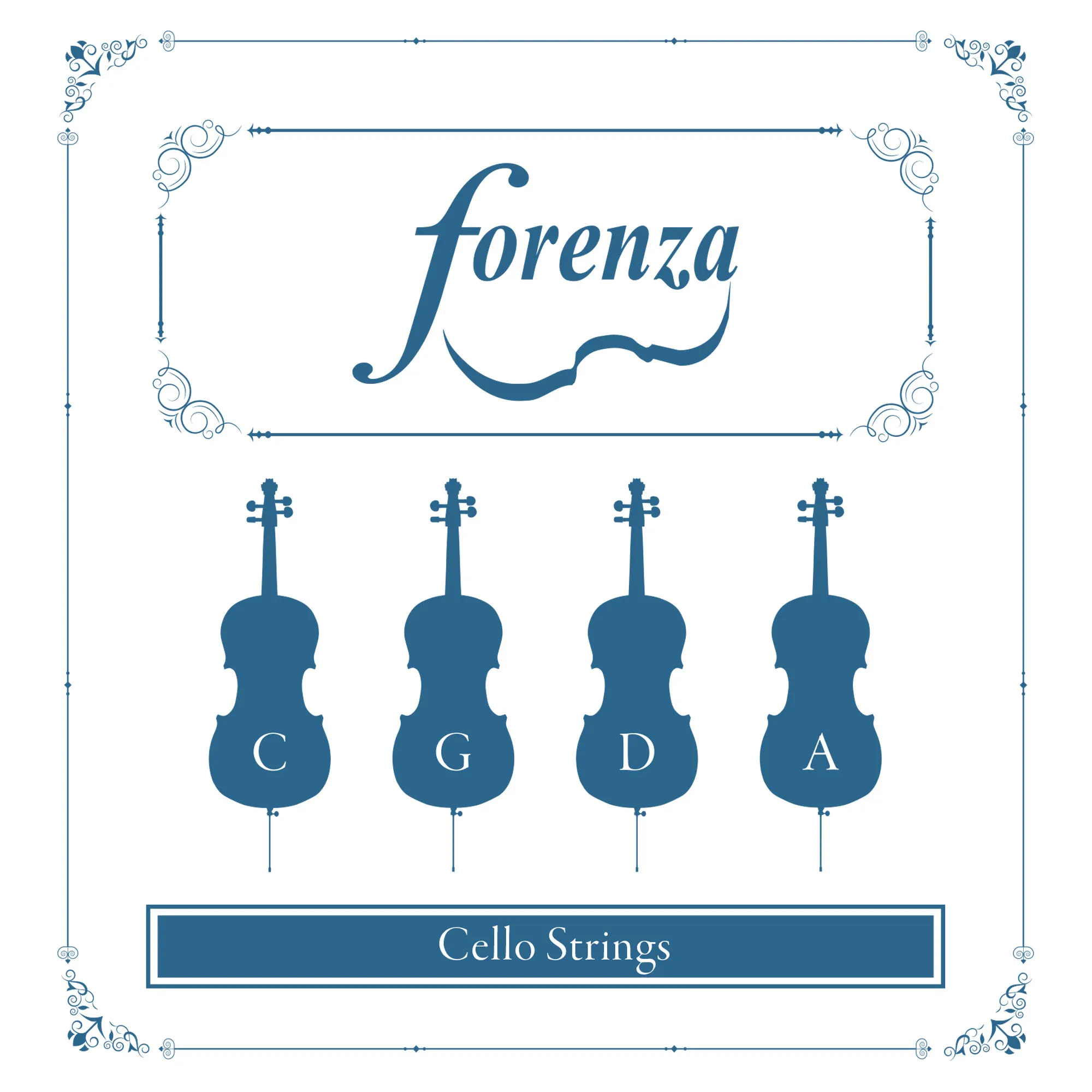Forenza Cello Strings Set 4/4-1/2 Size Strings for Cello Steel Core Full String Set C,G,D,A