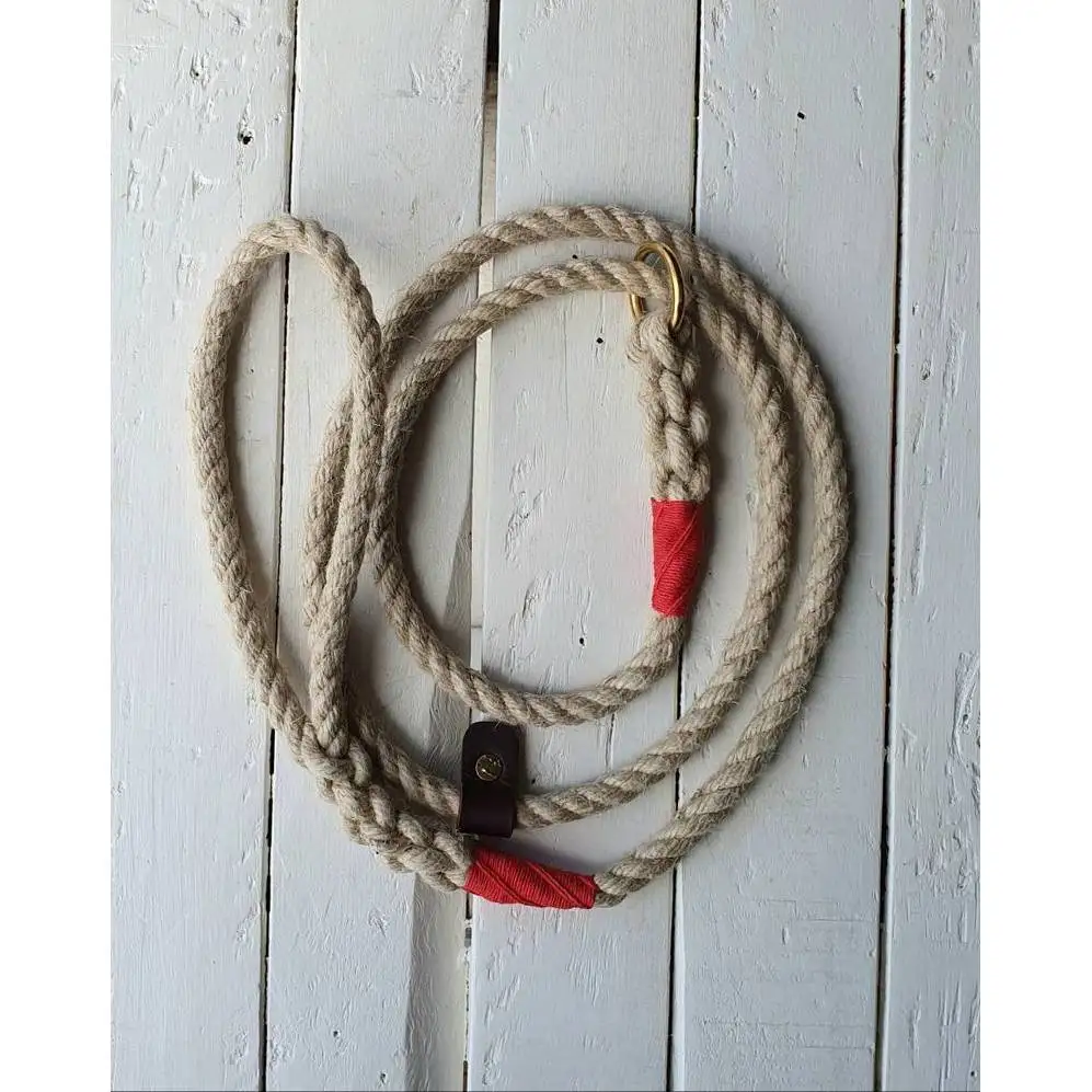 2021 hot Selling Handmade dog slip lead Natural hemp rope brass ring for pats Safety in cheap Price from Manufacture