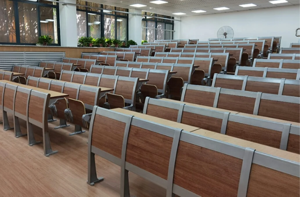 College Furniture 2 Seater School Chair and Desk  Metal Lecture Hall Student University Folded Desks