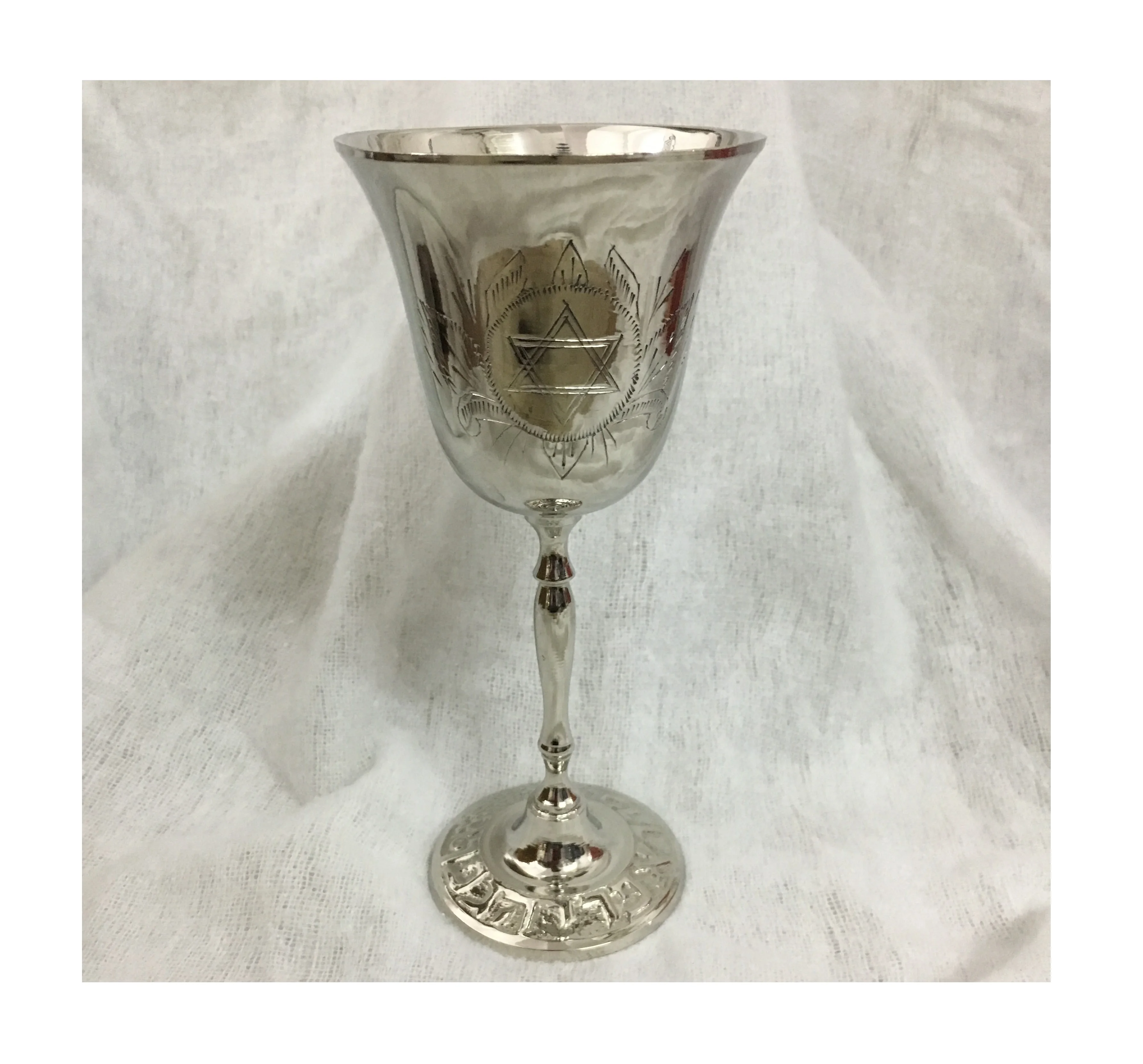 Jewish Giftware Design Pewter Kiddush Cup Religious handicraft Cup with a Star of David Engraved at wholesale price from India