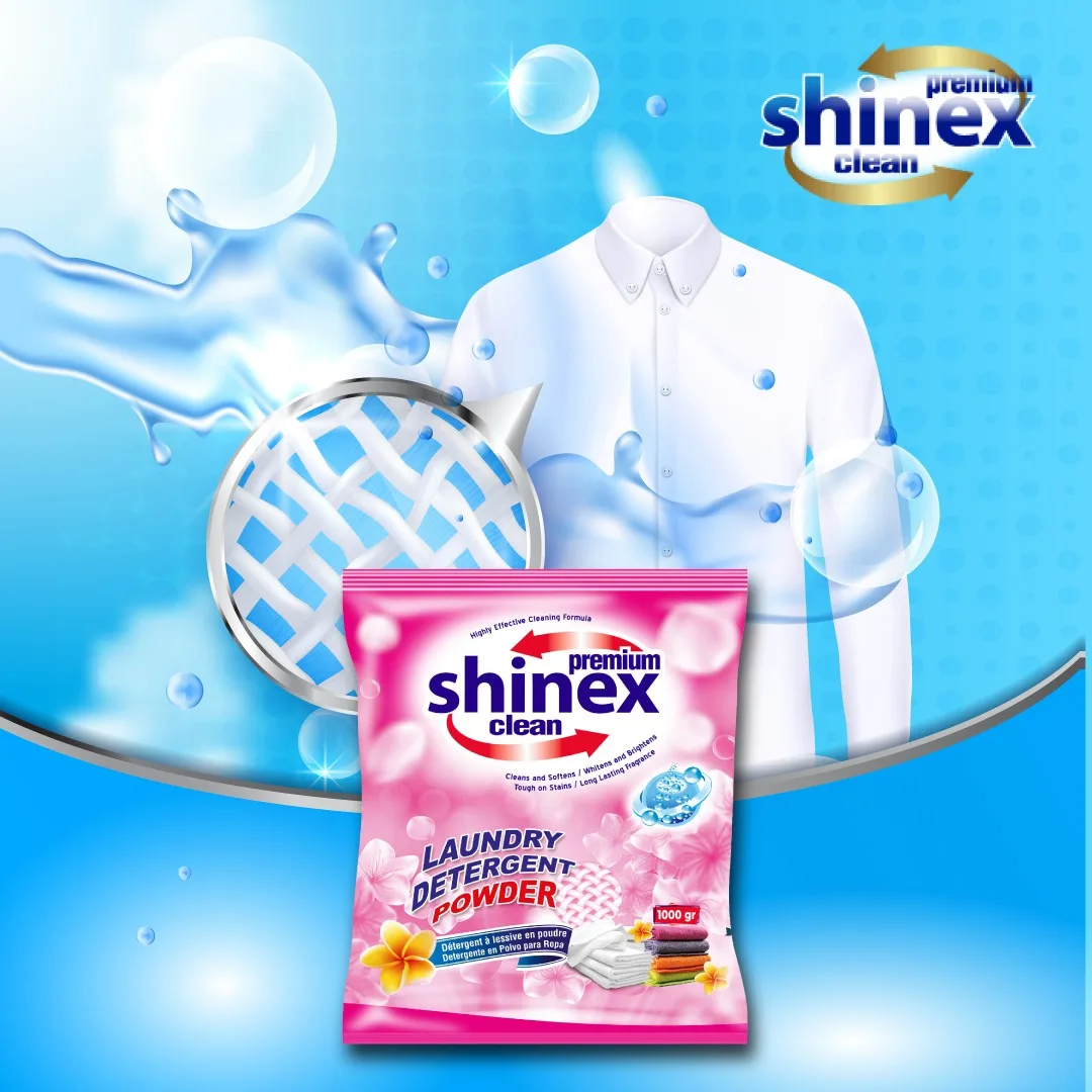 SHINEX High Quality Laundry Washing Detergent Powder 1 Kg Hand Washing High Foam Powder Detergent  Made in Turkey