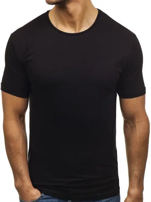 Сделанные на заказ мужские однотонные черные хлопковые футболки из 100% хлопка с коротким рукавом и круглым вырезом