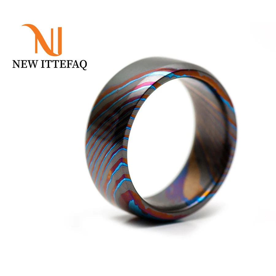
Black Timascus Ring for Wedding Engagement 