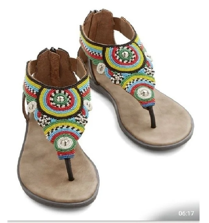 Handmade Beaded Designer Multicolor Fashionable Women Flip Flops Sandals Beach Wear Slippers Female