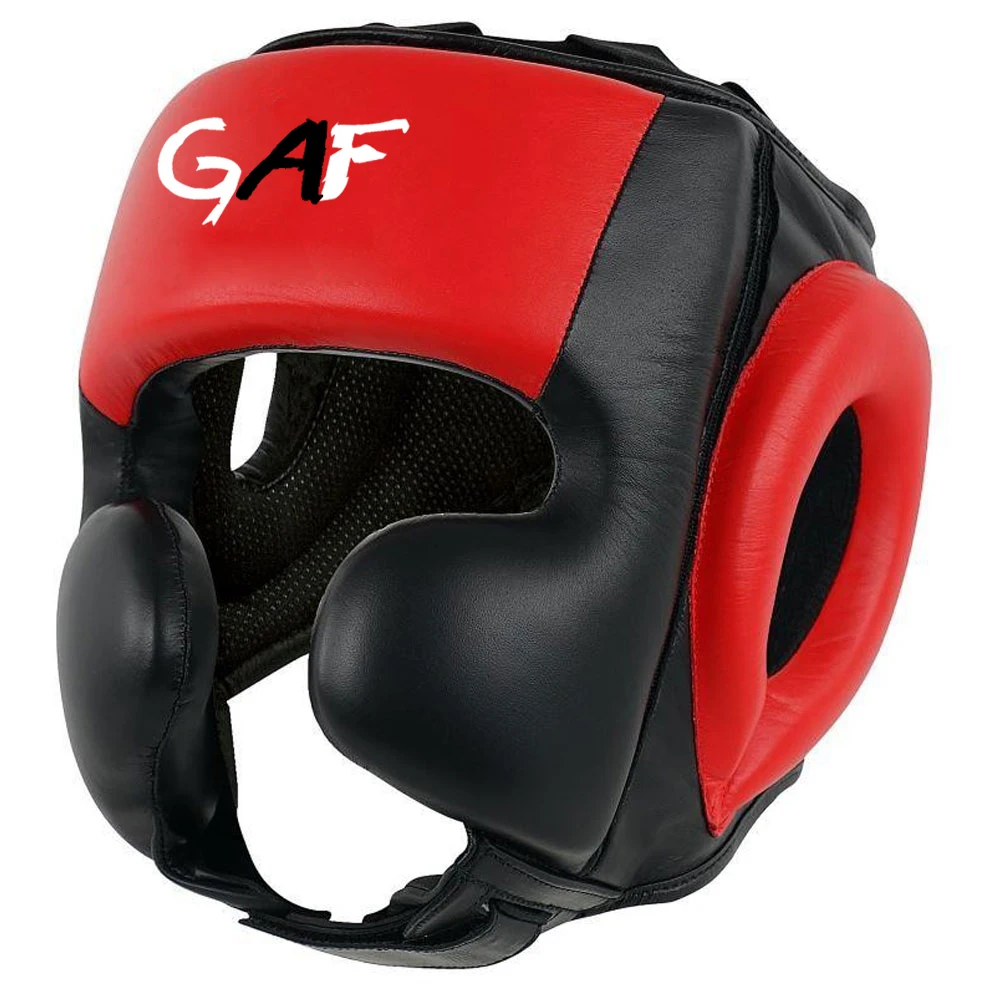 GAF Good Headgear Boxing Head guard Training Helmet Kick Boxing Protection Gear Bright Leather Red Boxing Helmet Factory Price