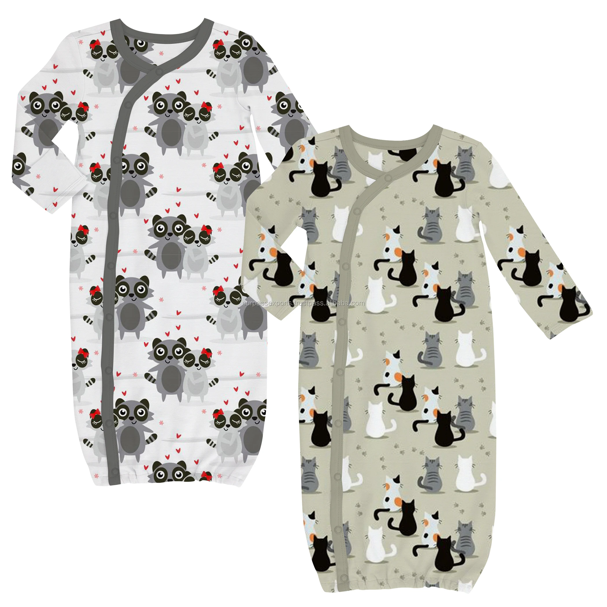 100% Organic Cotton Kimono Gown for Newborn Babies Summer Kids Apparel Export Quality Baby Clothes