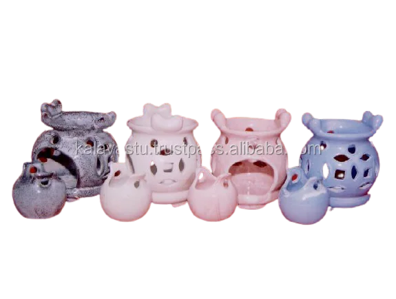 Eco Friendly Home Decorative Square ceramic incense oil burner Handmade Tea Light Oil Burner and Aroma Difuser