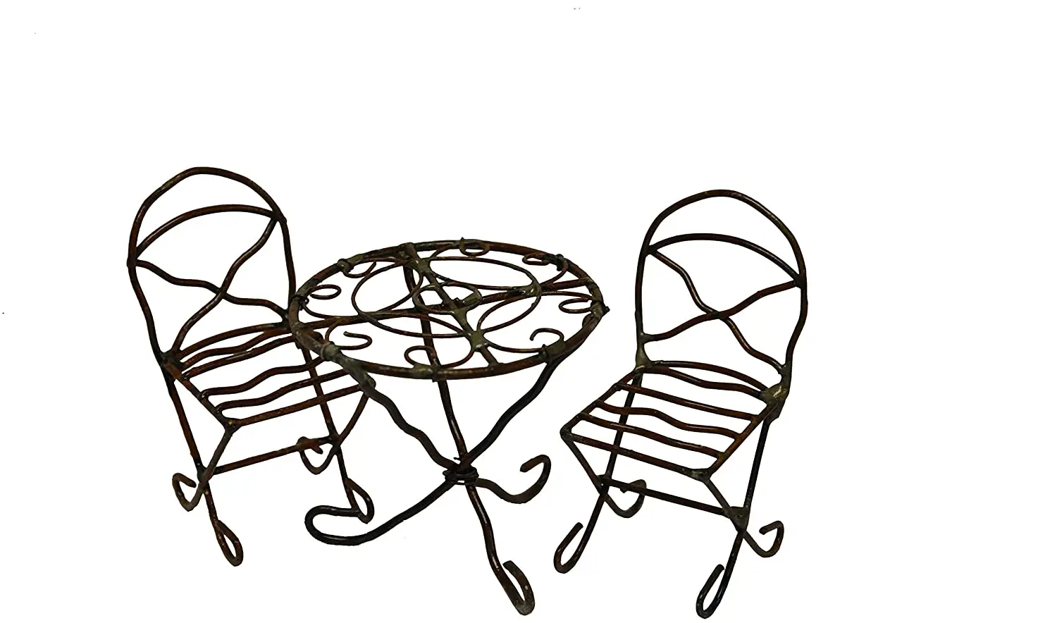 G & F Products MiniGardenn 10021 Fairy Garden Miniature Mini Dollhouse Bistro Set, Rustic, Sold by each- Set of 3