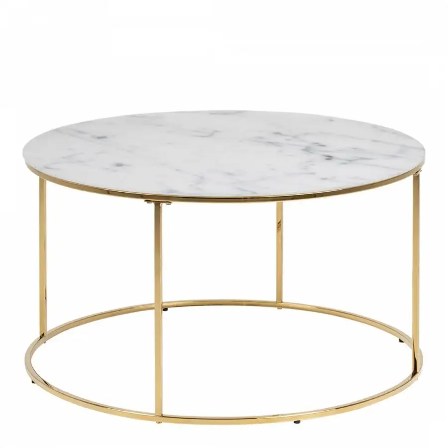 Роскошная мебель для гостиной Золотой металлический круглый белый журнальный столик с галькой легкая сборка внутреннее украшение Индивидуальный размер оптом