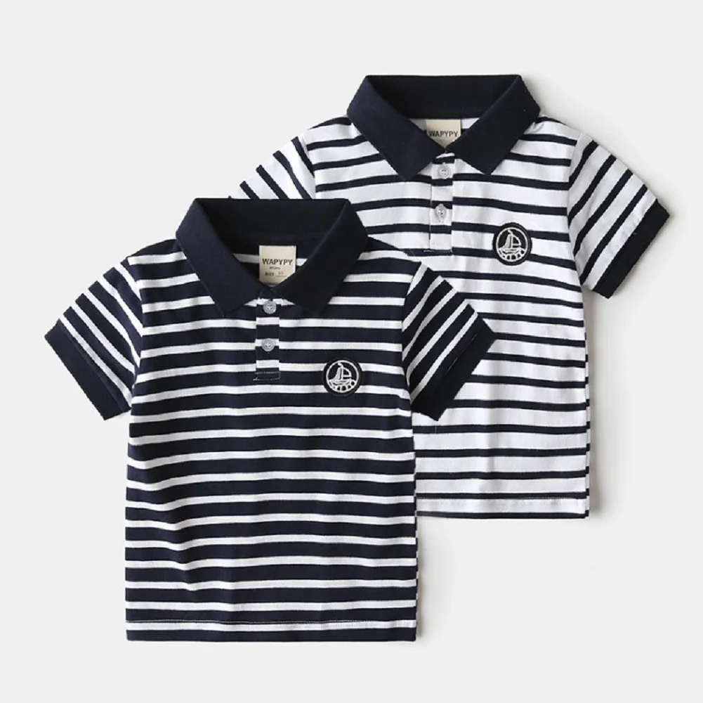 Direct Manufacturer Children Boy 100% Cotton Wear Short Sleeve Printed Stripped Polo Shirt For Kids From Bangladesh