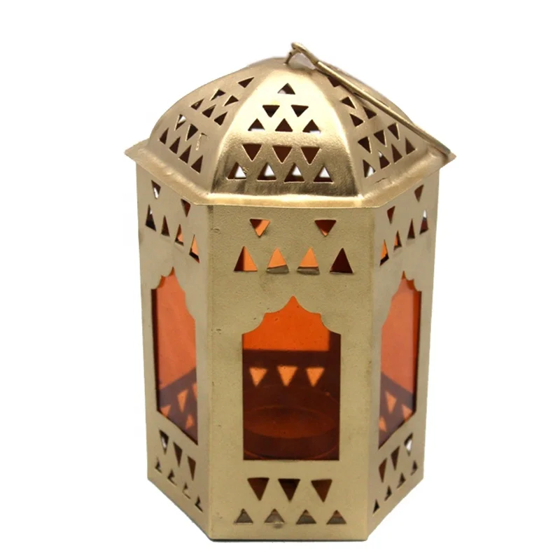 Молниеносный декоративный стеклянный и Железный фонарь оранжевый золотой цвет малогабаритный Марокканский Фонарь