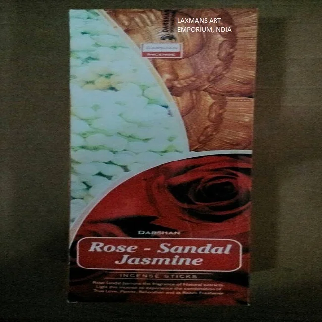 New Darshan Brand Rose Sandal Jasmine Perfumed Incense Sticks Hexagonal Pack Wholesale Supplier From India