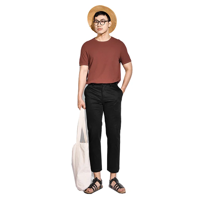 Plain O-neck 100% Cotton T-shirts for Men Custom logo and size Regular form Made in Vietnam