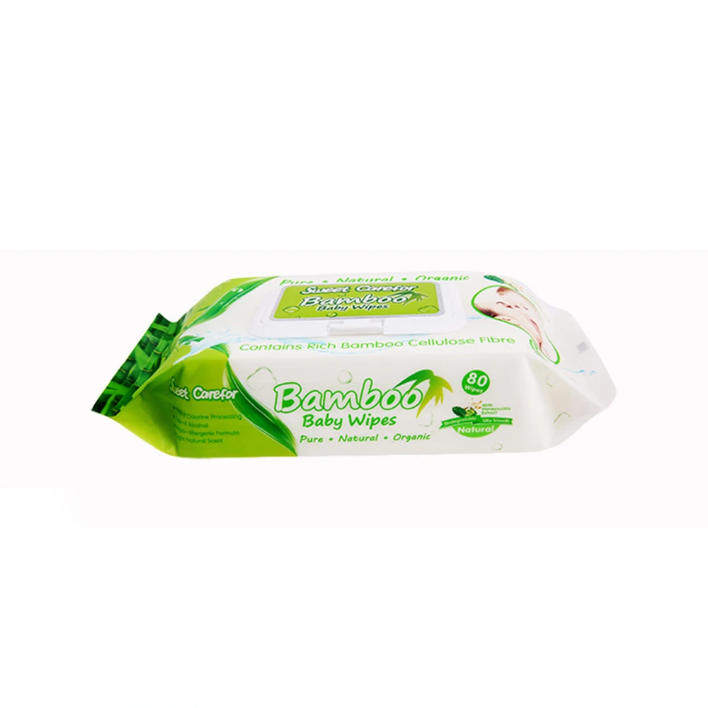 Eco friendly wet tissue 100% bamboo wipes