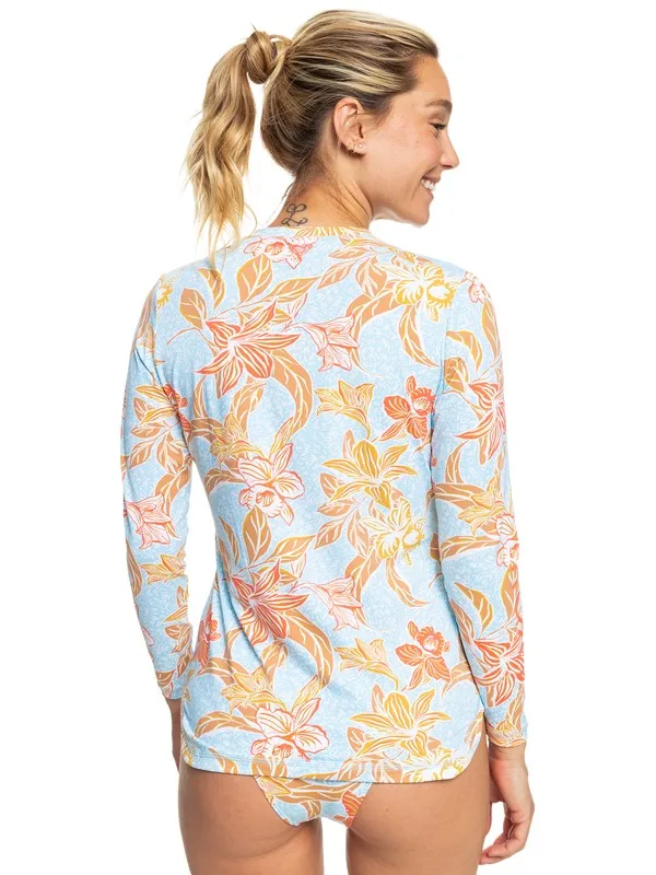 Women Custom Sea Beach Full Sleeve Rash guard back line Long UV 50 Spandex Swimwear shirt Sublimated Floral Printed Compression