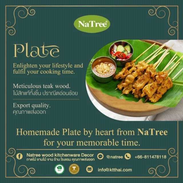 Natree food grade Kitchenware Round teak wooden chopping board Export Quality
