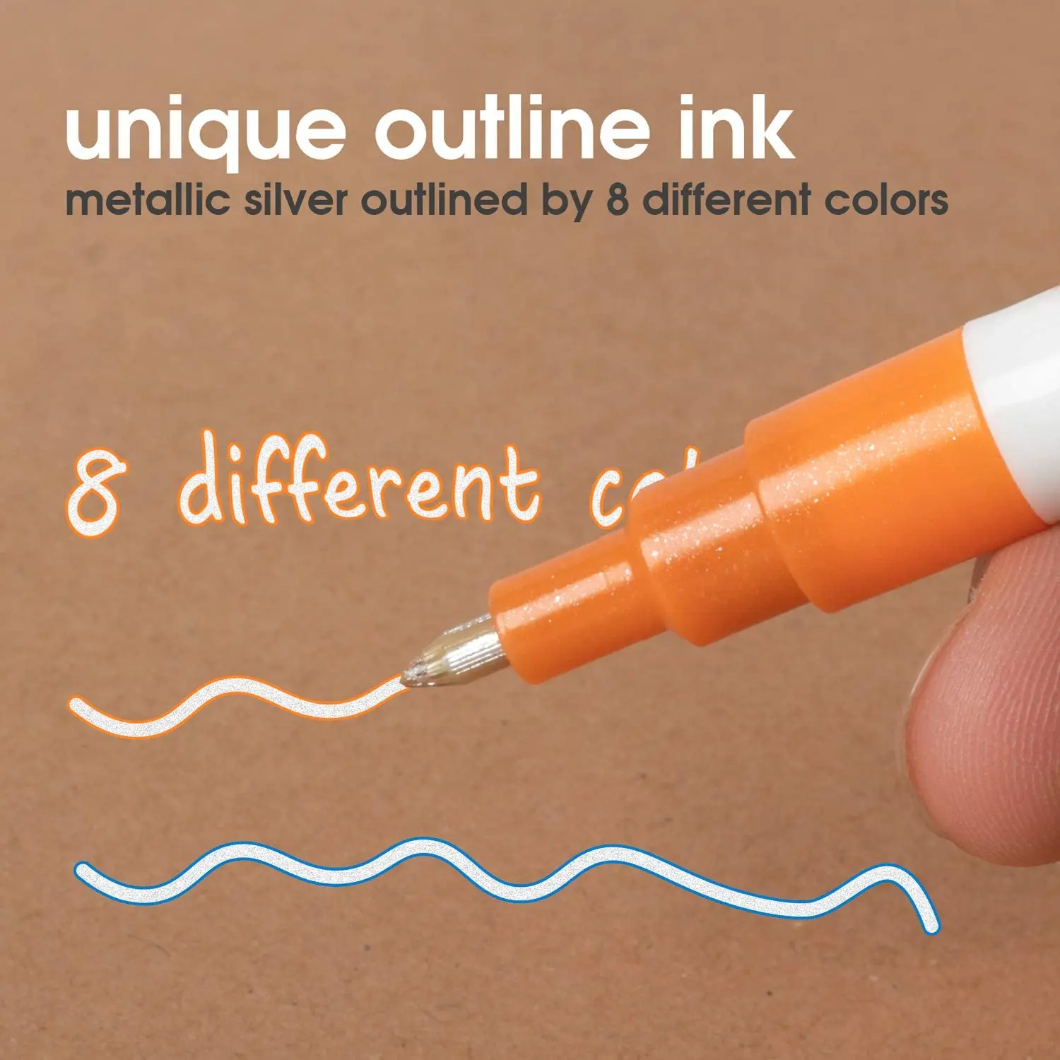 High quality water-based Ink Marker Pen 8 color fantasy color double line flash pen