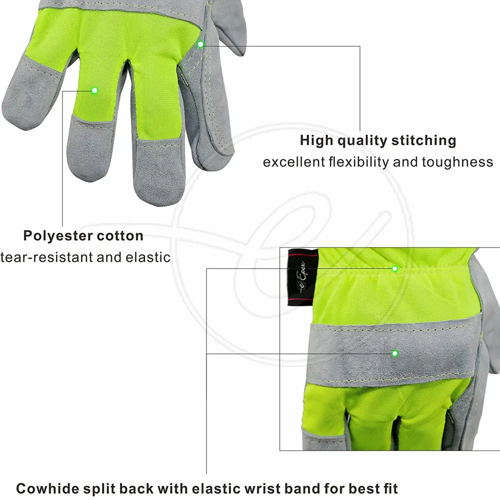 
Competitive Price Palm Safety Cow Split Leather Working Gloves 