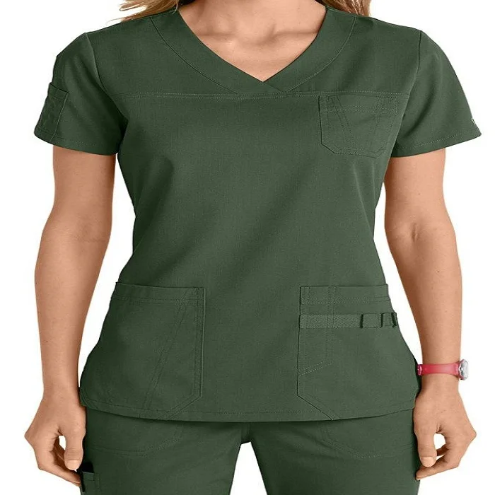 
Оптовая продажа, женские эластичные мягкие медицинские скрабы с коротким рукавом, новый дизайн 