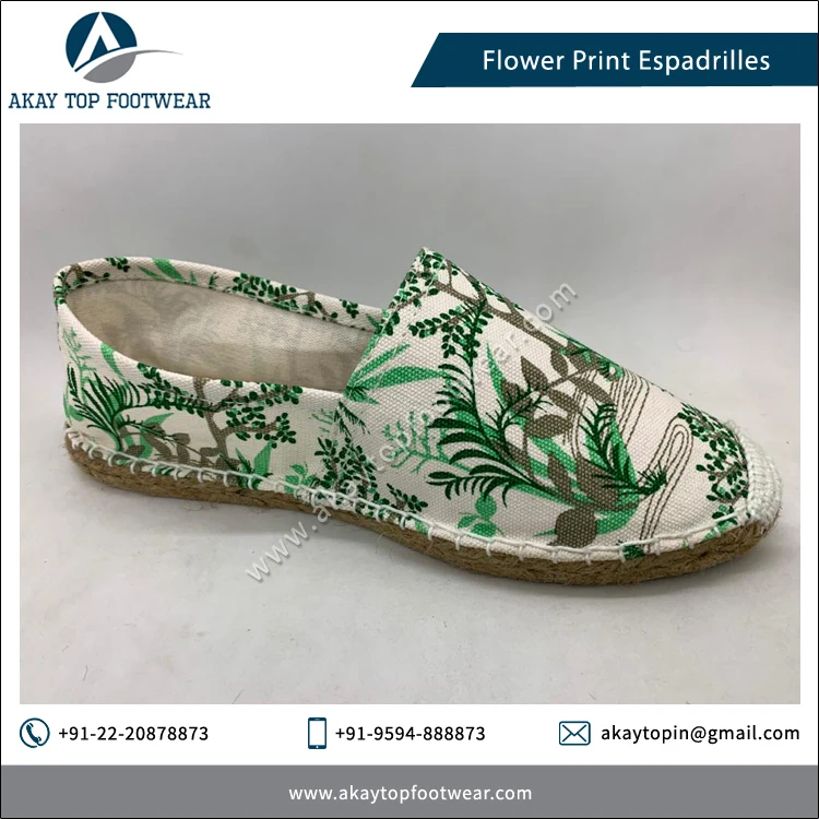 Espadrilles Elegant Look Comfortable Flower Print Traditional Espadrilles Flat Shoes available at cheap price from indian supplier