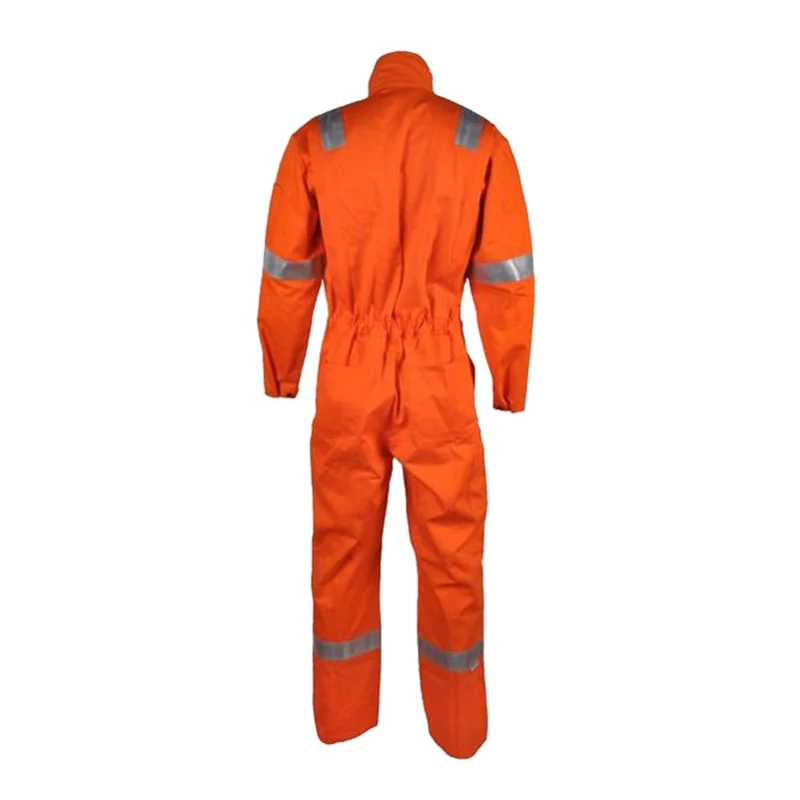 OEM Wholesale Service Orange Color 220gsm Flame Resistant Coverall Fire Retardant Safety Overall Suit