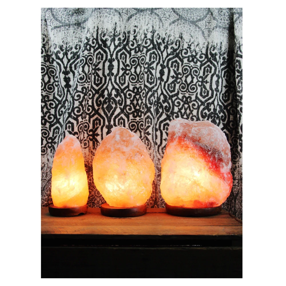 Himalayan Salt Lamp Natural Salt Lamp 5 to 7 Inches Carved 2-3kg by Sea Organic Material With Wooden Base