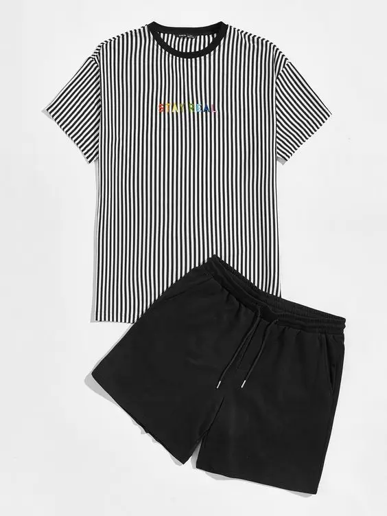 Wholesale Summer 100% cotton custom hip hop t-shirt and shorts , blank t shirt with Matching 2 piece shorts Set