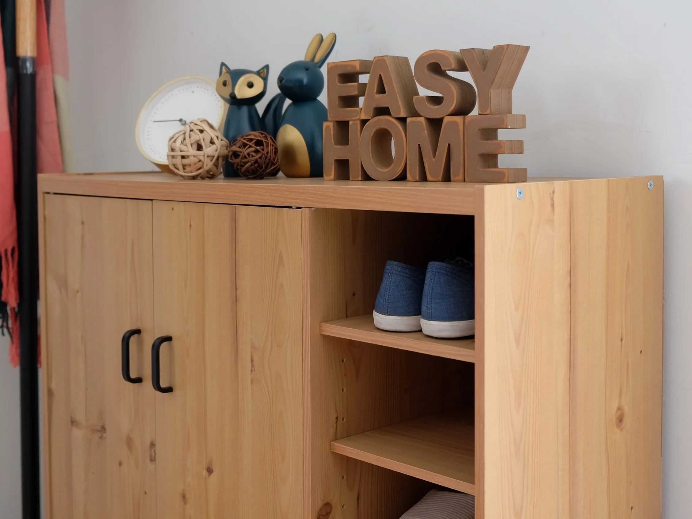 Modern shoe cabinet with double door for living room