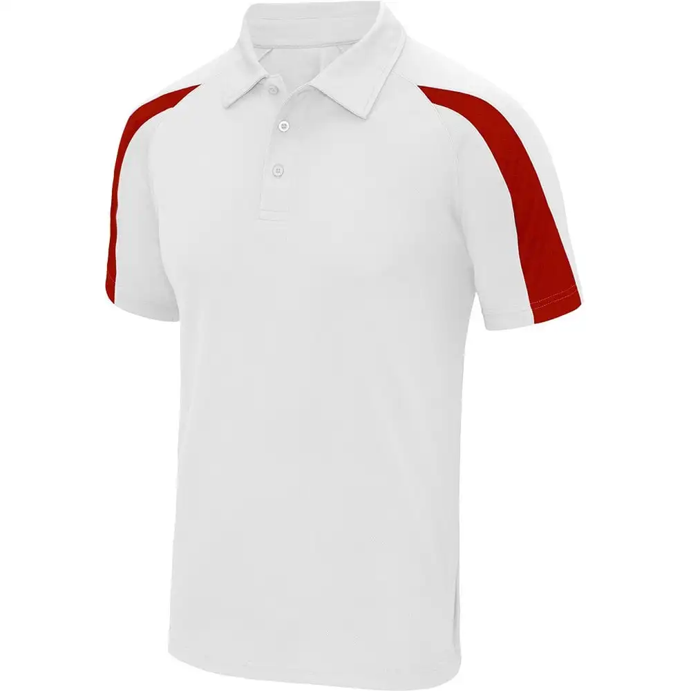 Best Quality White With Red Bowling Polo Shirts Get Sample With Logo In Low Price Made In Pakistan